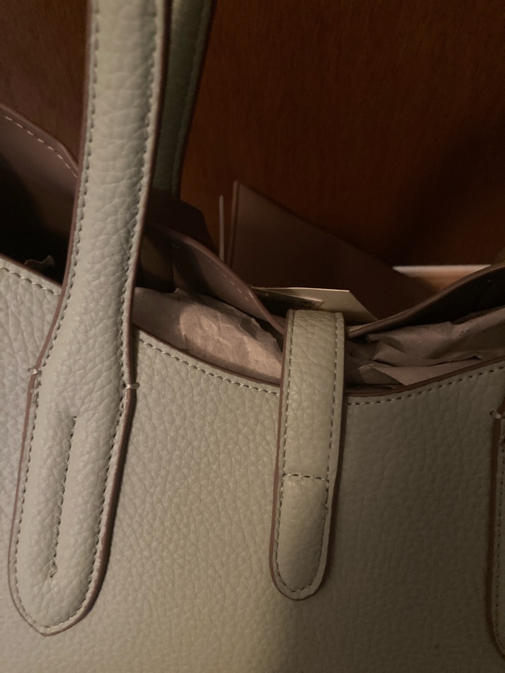 Anne Klein Mint Green Tote with Removable Brown Pouch - Picture 14 of 15